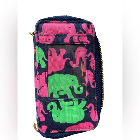 Lily Pulitzer Blue Green Pink Elephant Print Preppy Southern Wristlet Wallet - Picture 2 of 6